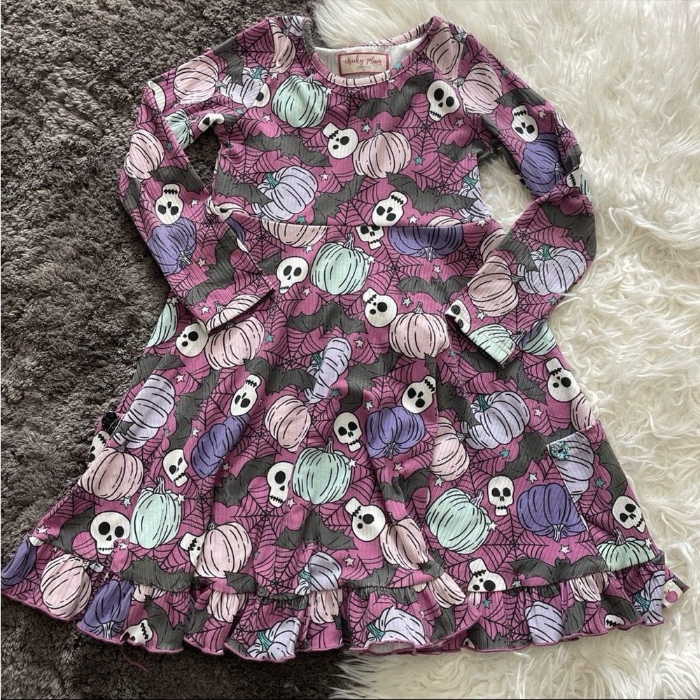 Cheeky Plum 6Y Skulls and Spiderweb Dress Halloween
